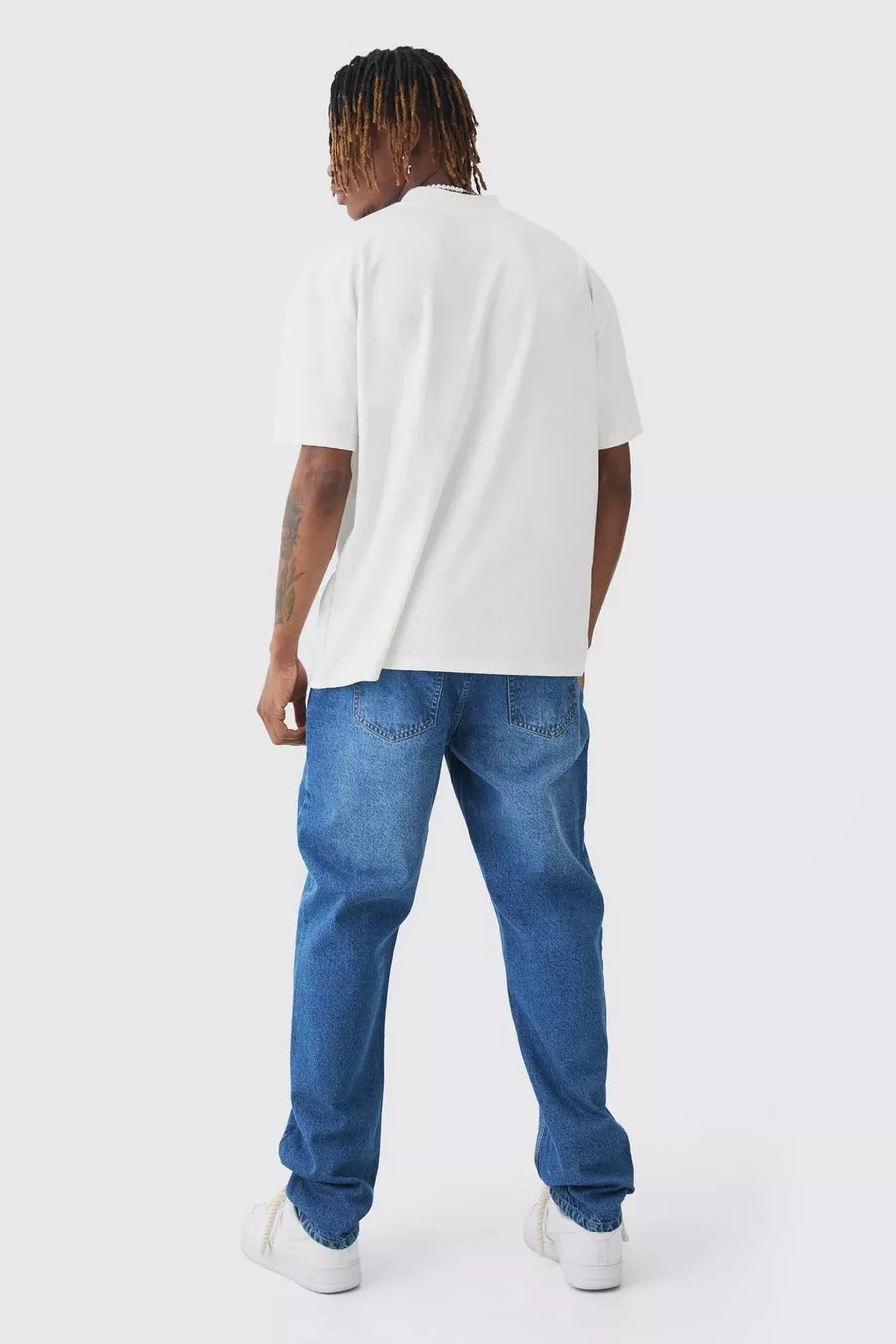 Boohoo STRAIGHT RIGID JEAN IN MID BLUE