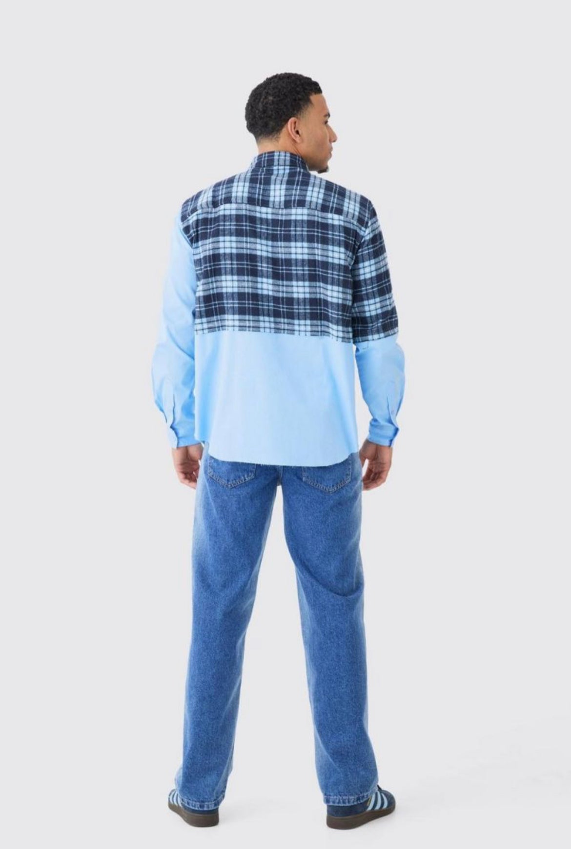 Boohoo oversized twill spliced check overshirt