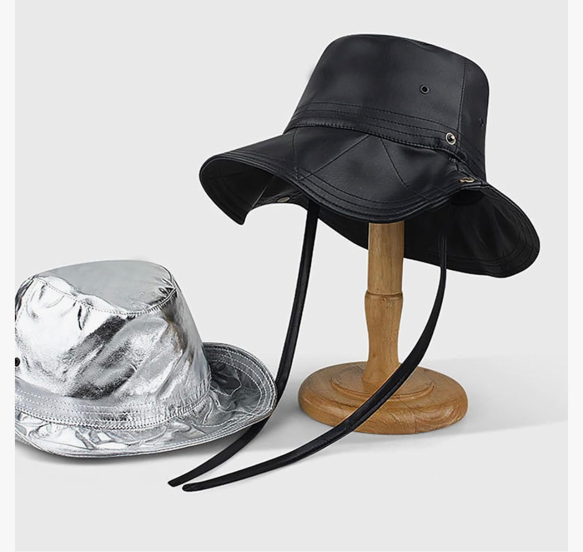 Faux leather bucket hat