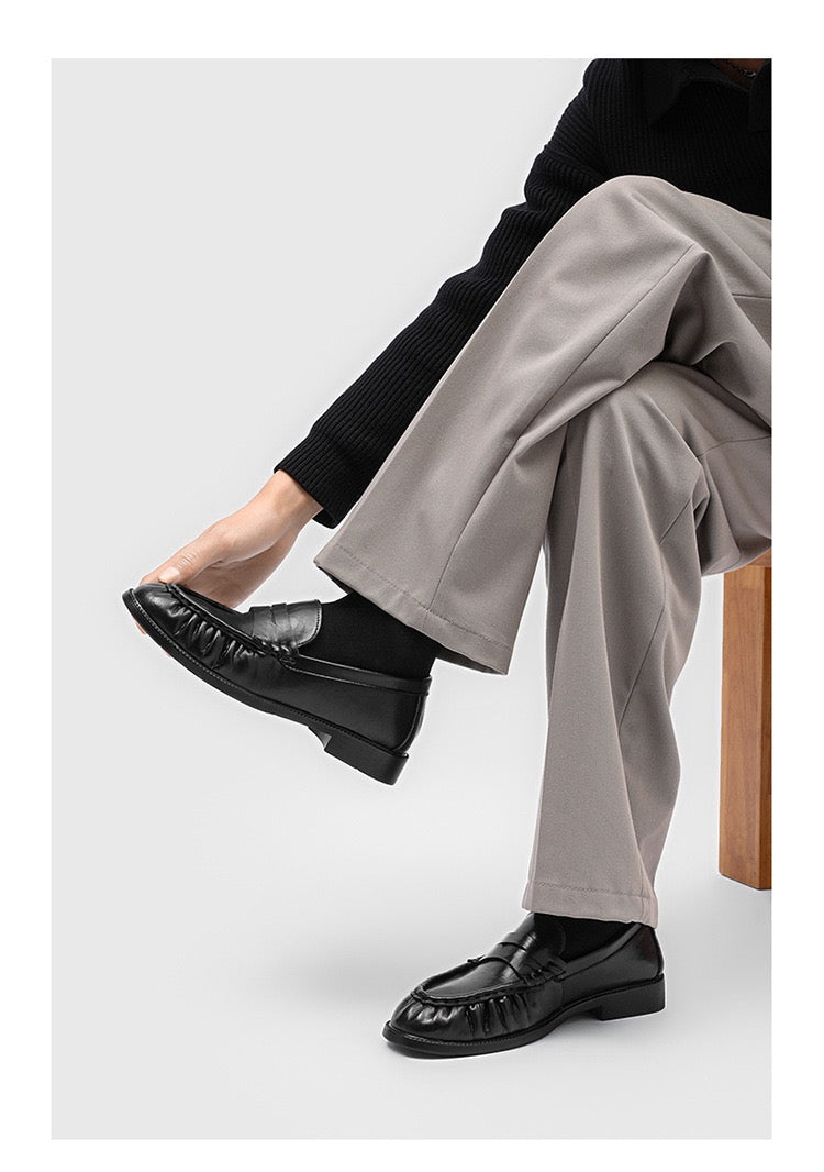 Creased leather loafer