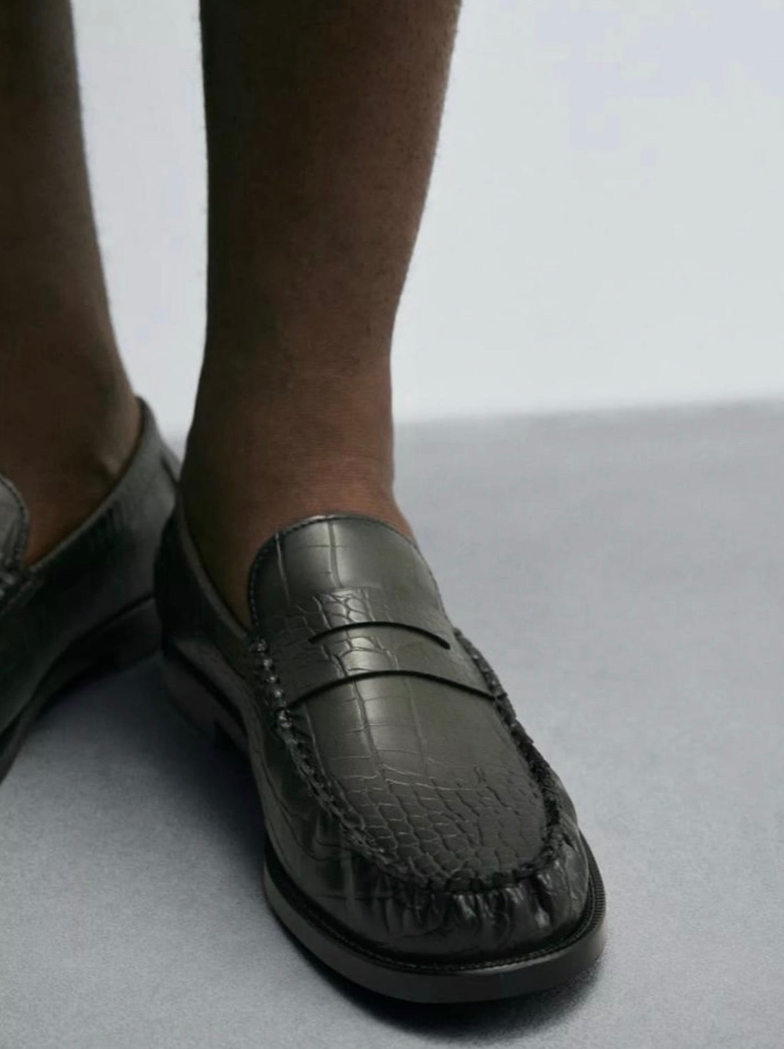 Zara croc skin loafers
