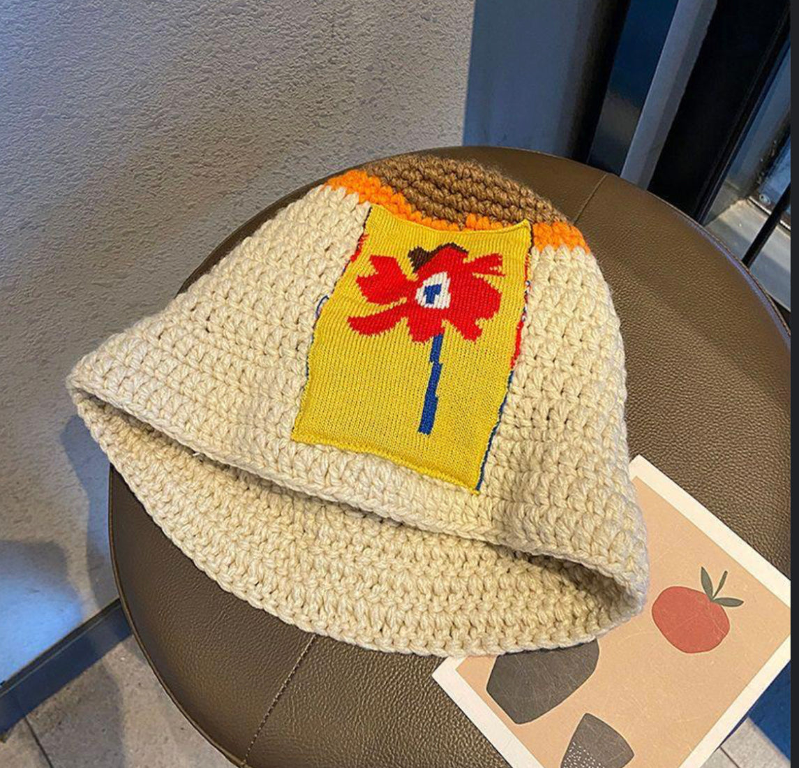 Y2k patch floral knit beanie