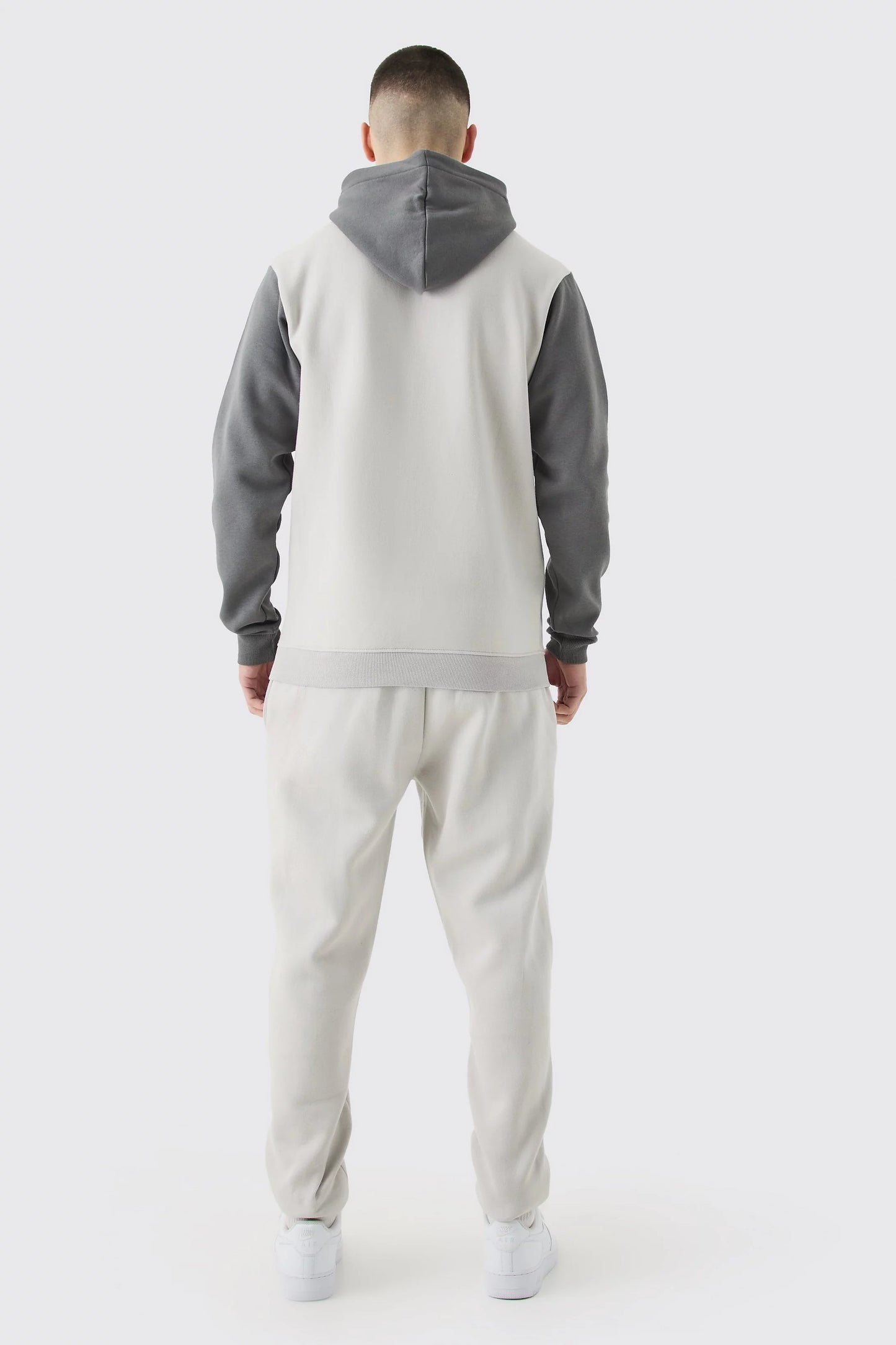 Boohoo PLUS SLIM FIT COLOUR BLOCK HALF ZIP TRACKSUIT grey