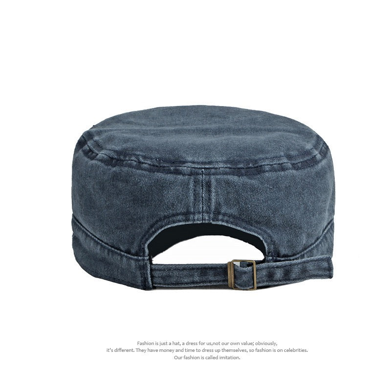 Flat top utility washed plain hat