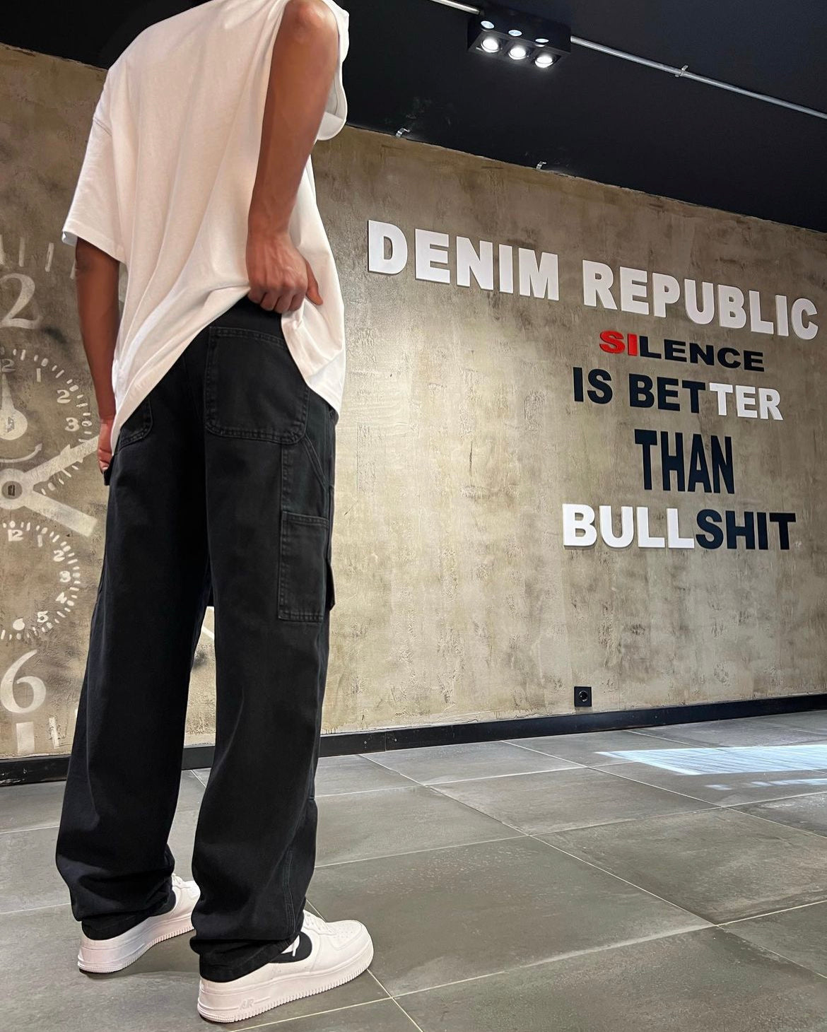 Denim republic carpenter pants in black