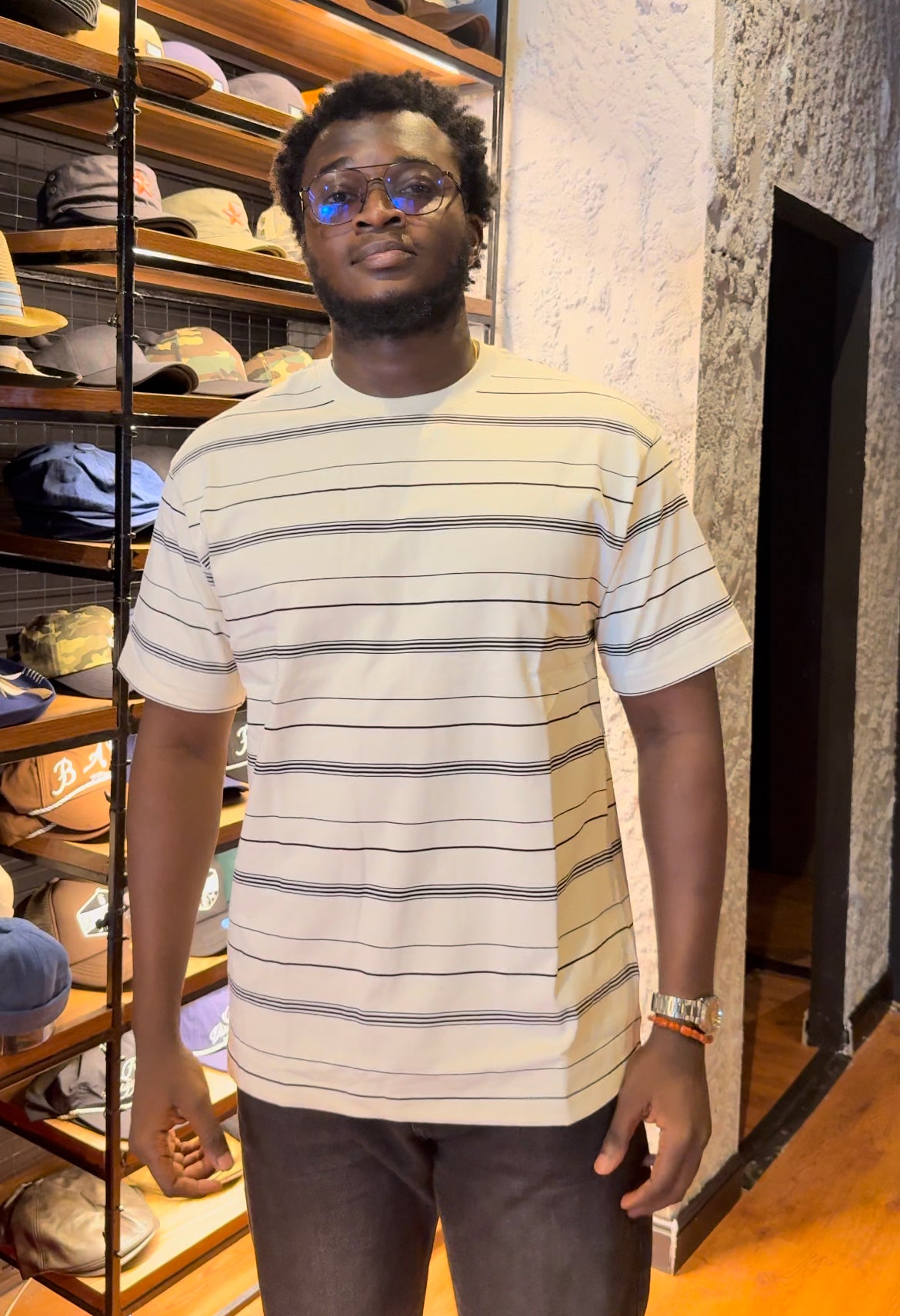 Stripe cotton t-shirt