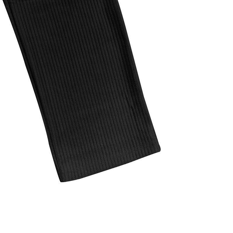 Ribbed free straight cut pants