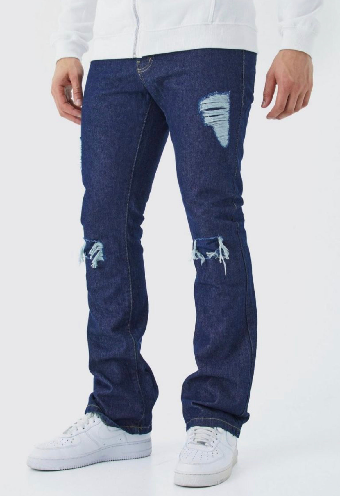 Boohoo Slim Flare Rip and Repair Jeans