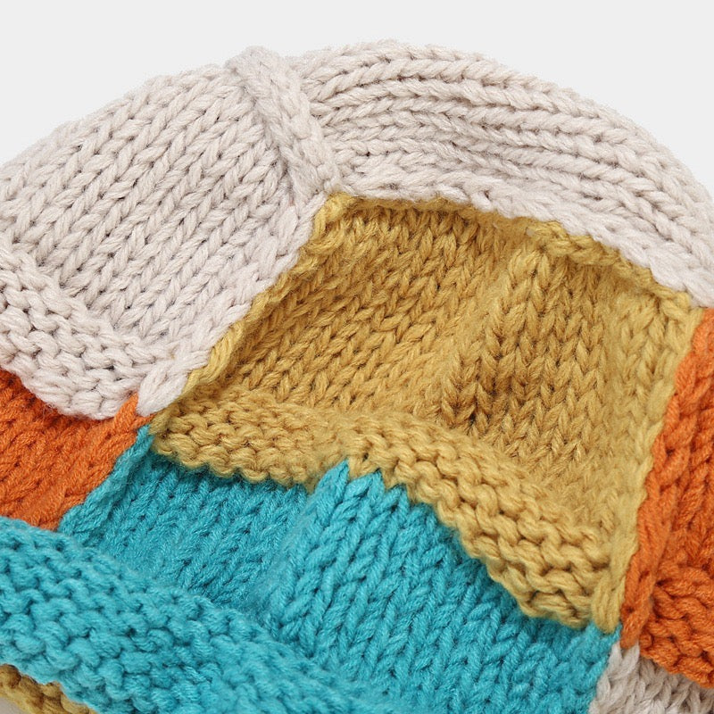 Y2k knitted patchwork beanie