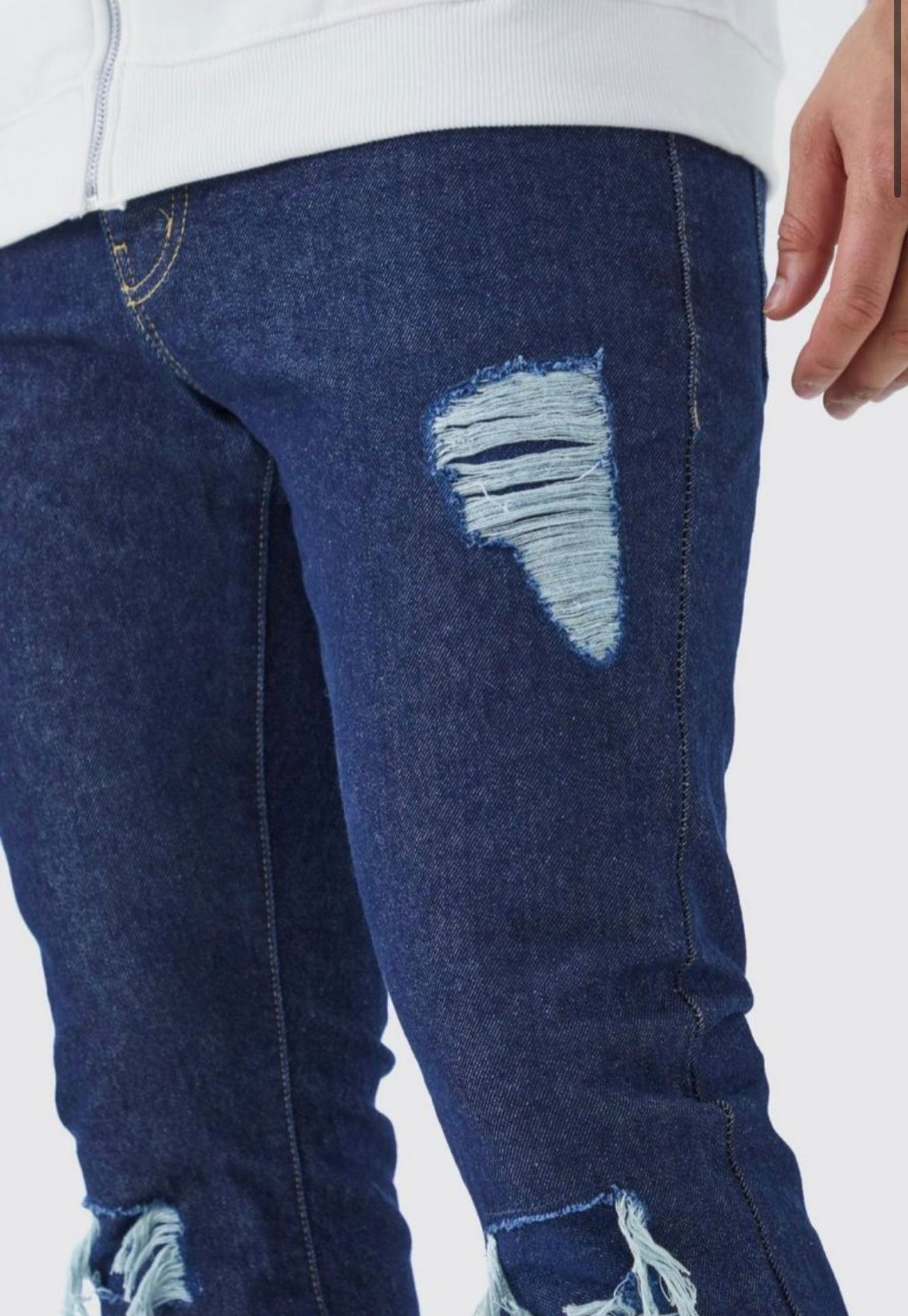 Boohoo Slim Flare Rip and Repair Jeans