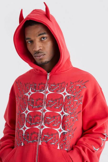 Boohoo tall oversized boxy grunge zip through ear hooded ear hooded tracksuit red