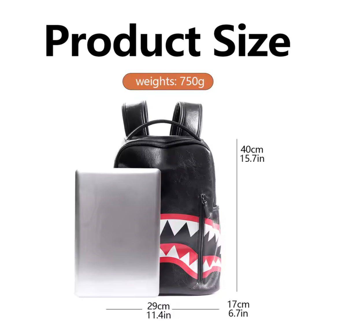 Tooth print leather backpack