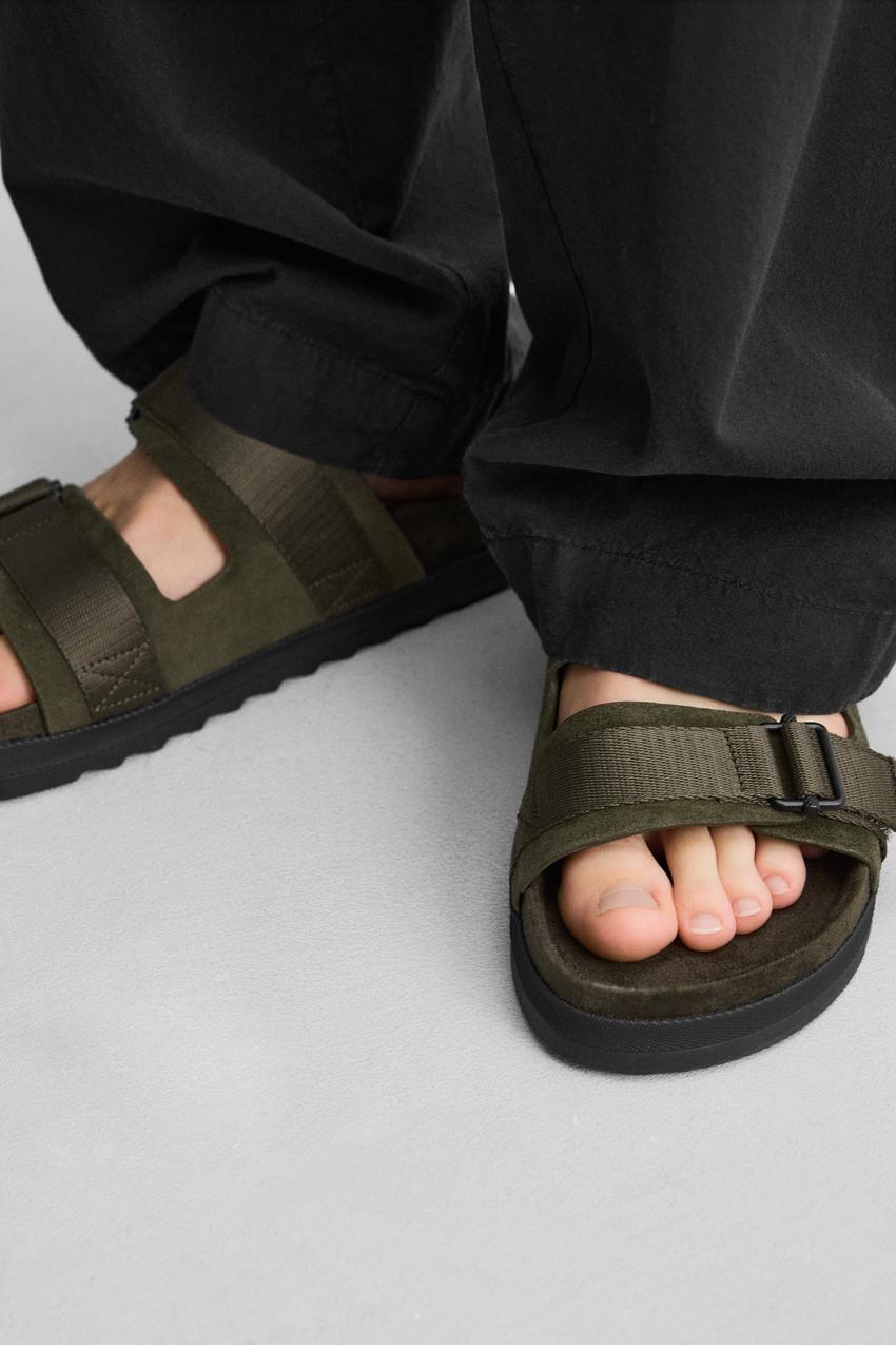 Zara Double strap sandal in olive