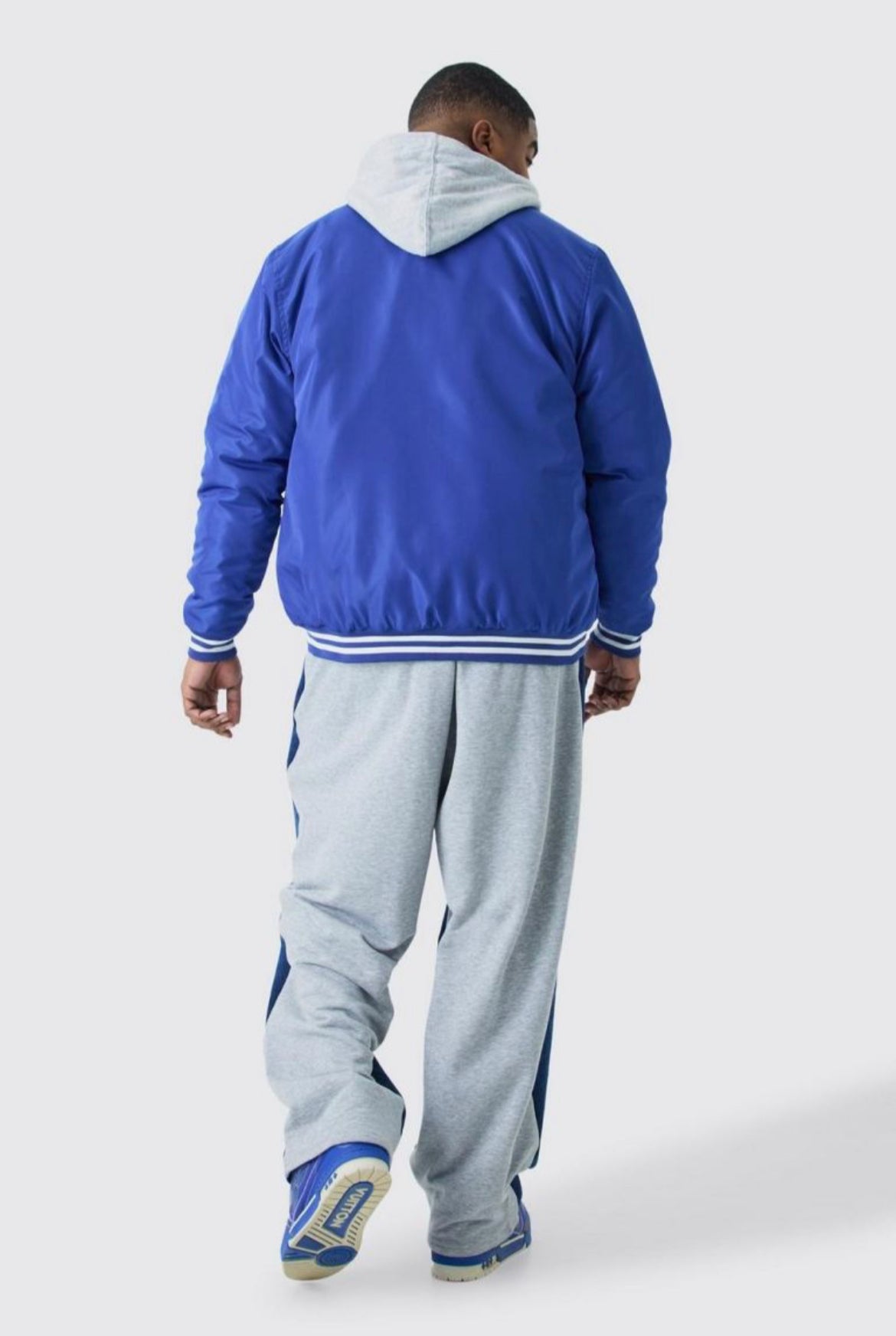 Boohoo plus varsity jacket with badges cobalt