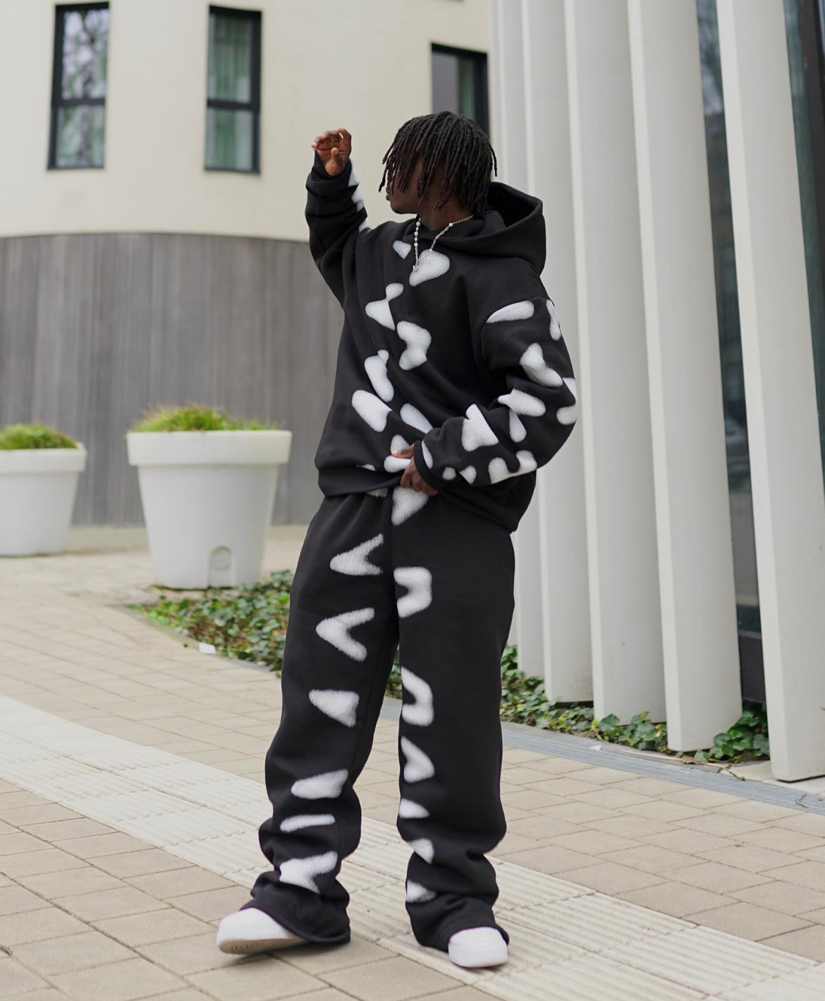 Boohoo oversized all over dash split hem tracksuit set