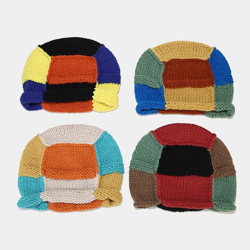 Y2k knitted patchwork beanie