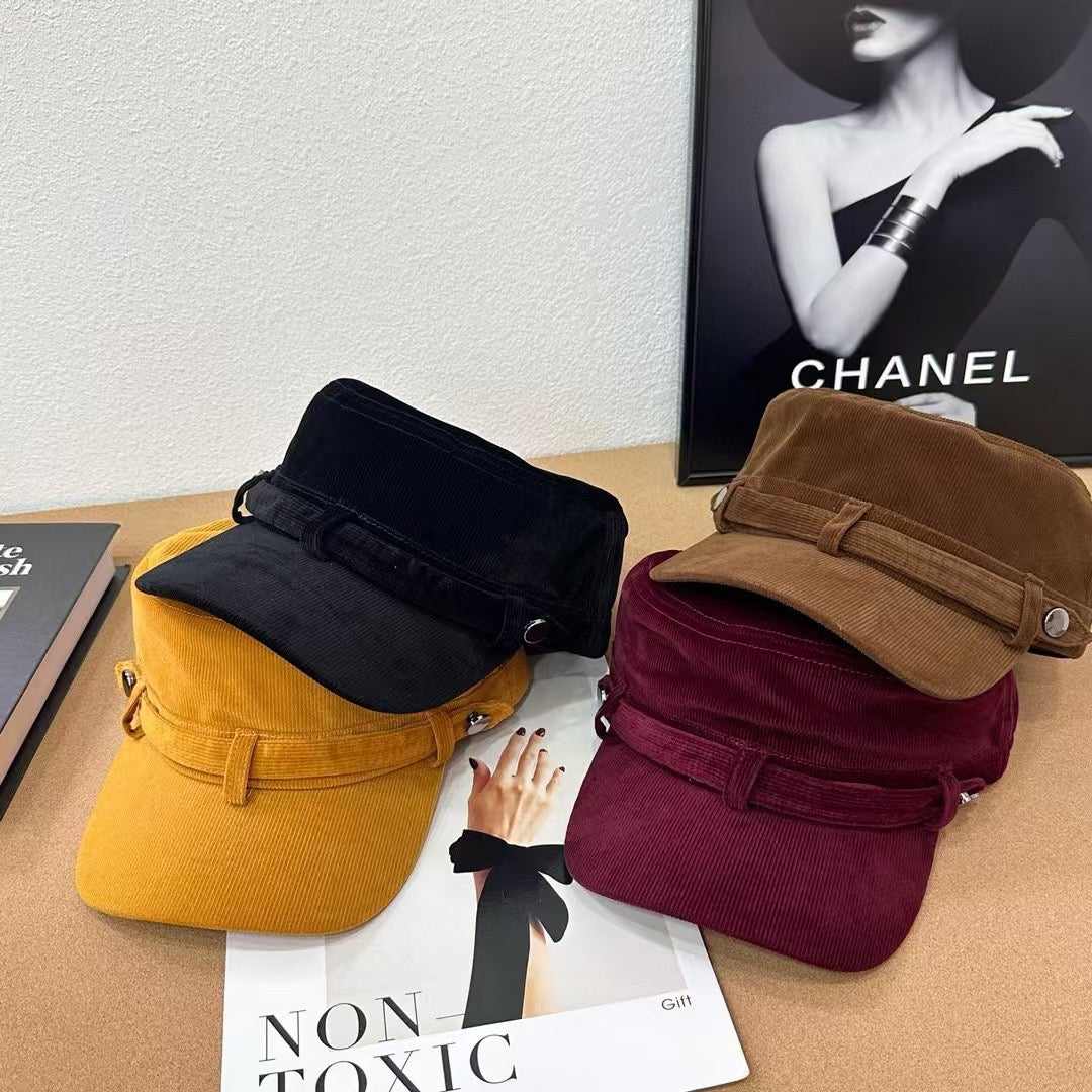 Retro newsboy corduroy hat