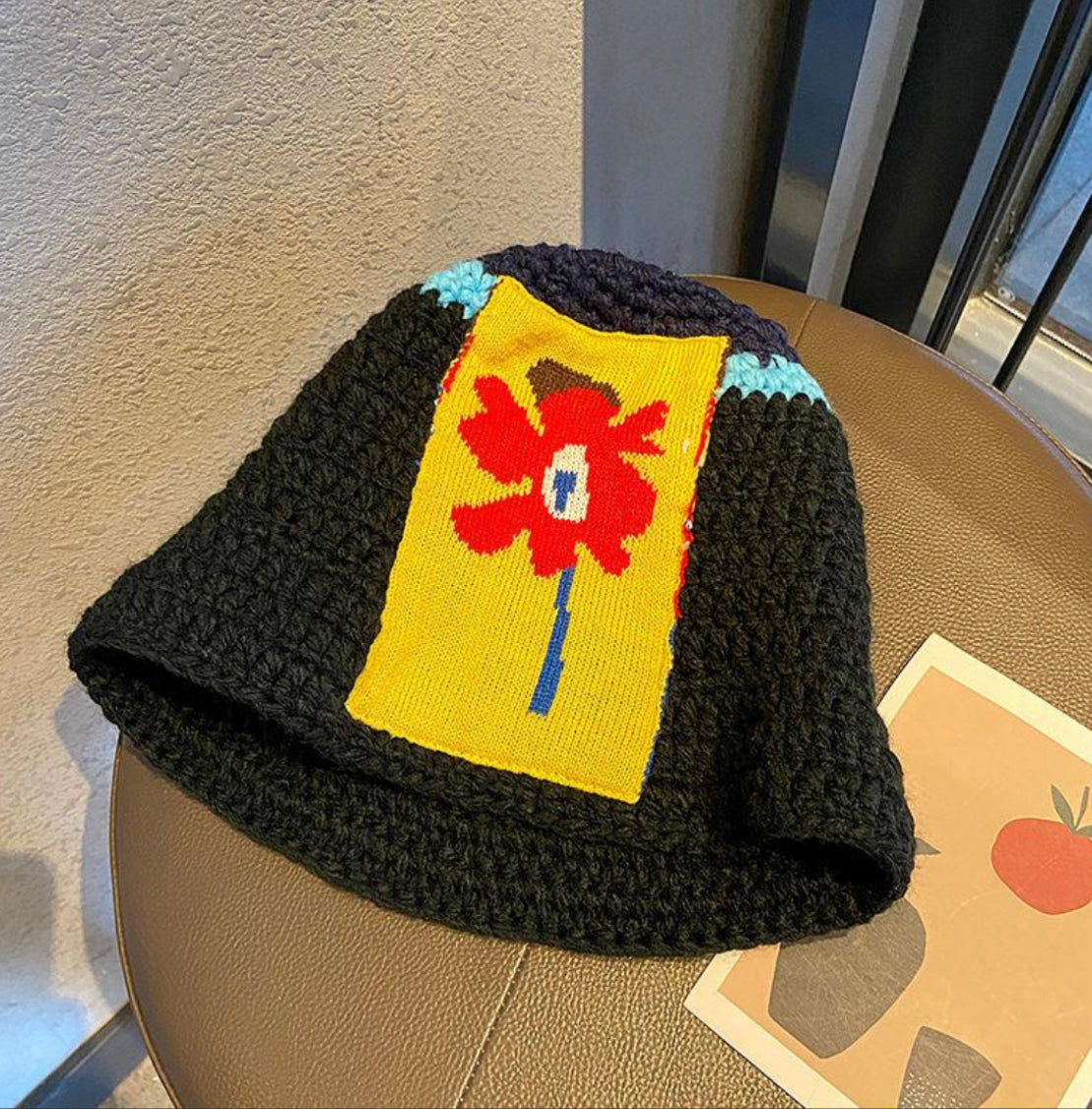 Y2k patch floral knit beanie