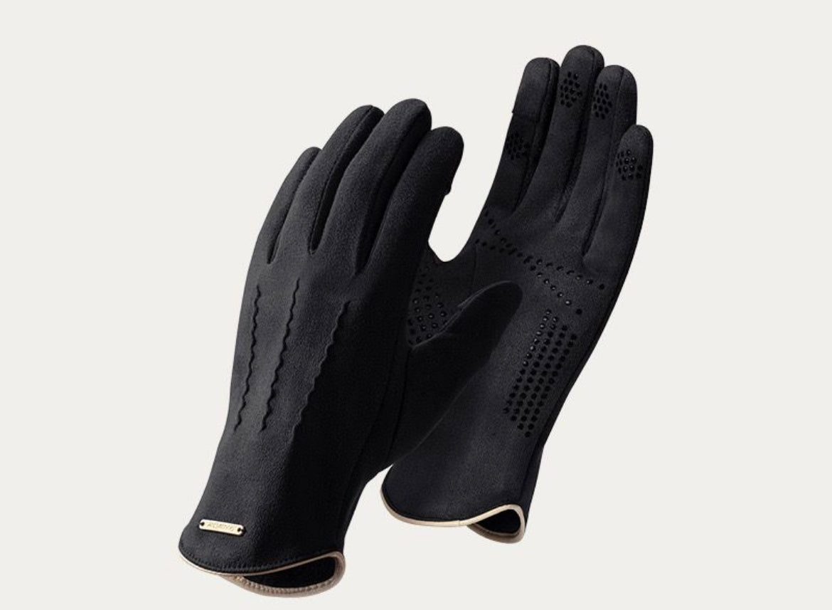 Suede grip gloves