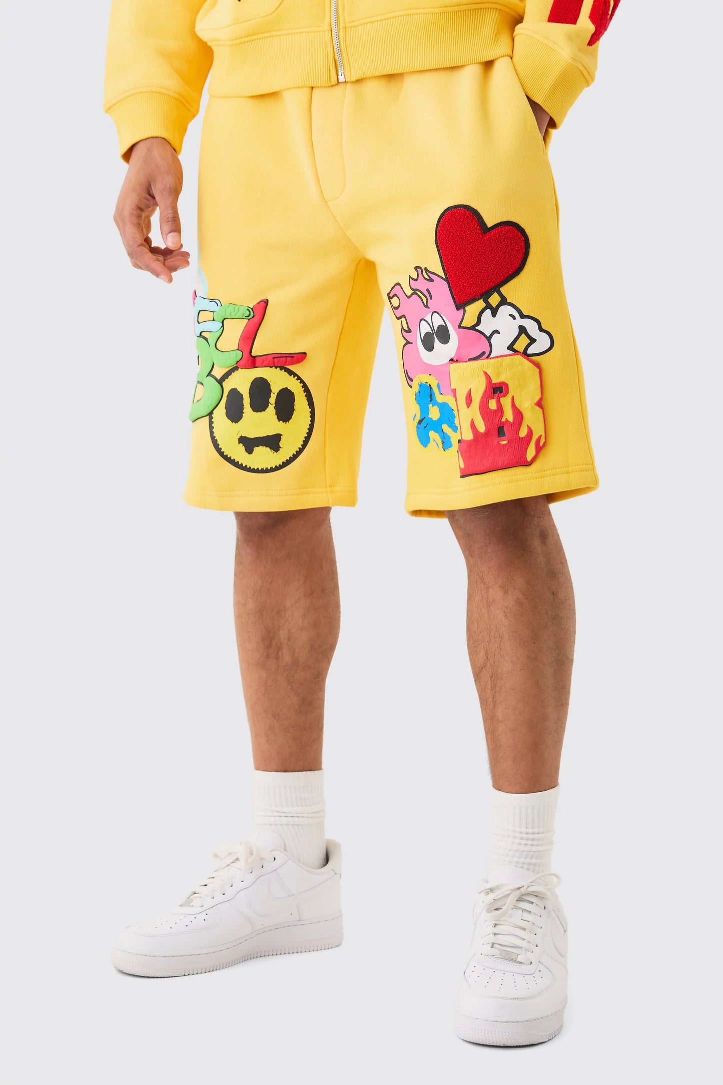 Boohoo puff print loose short in yellow