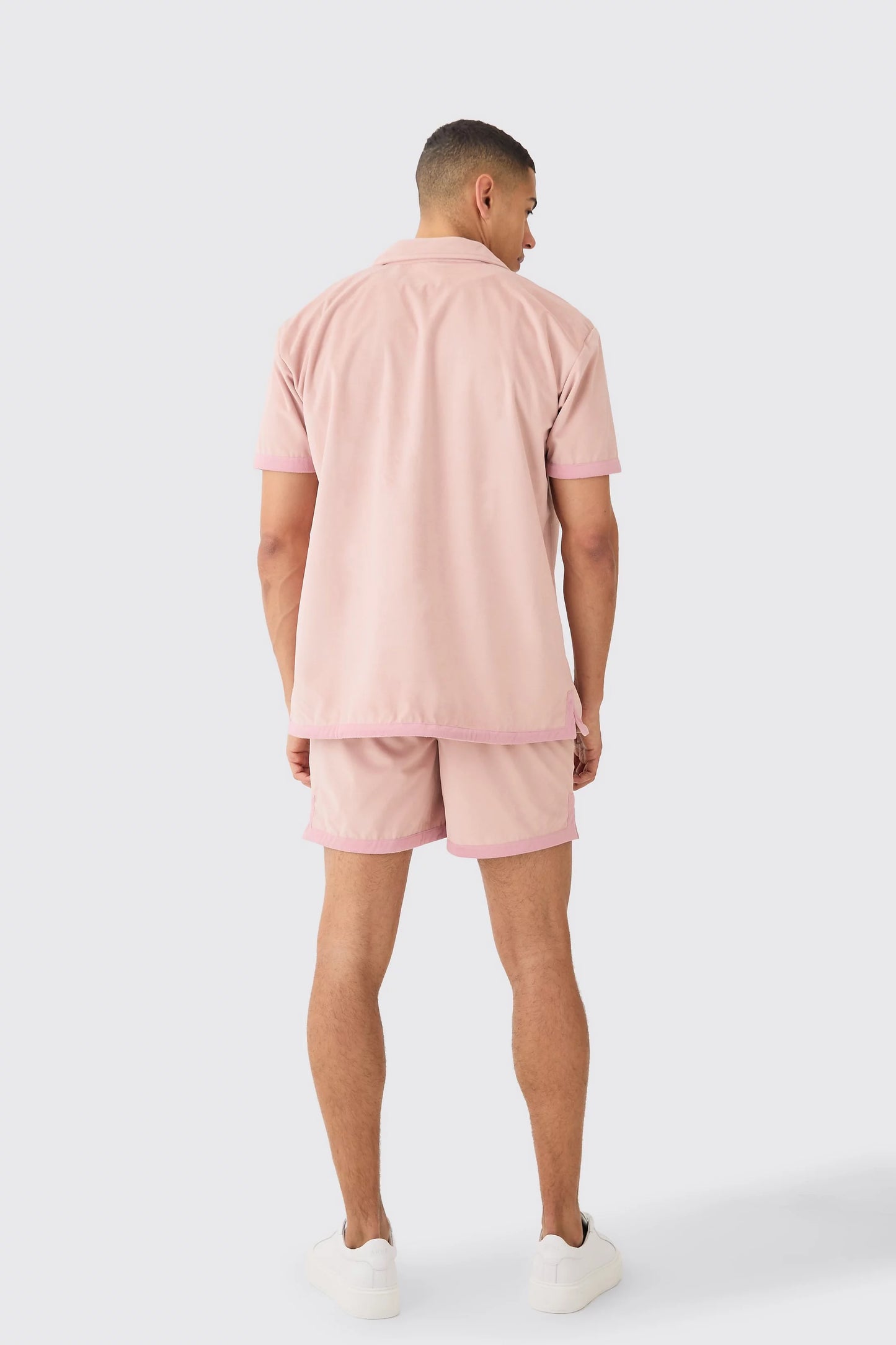 Boohoo FAUX SUEDE OVERSIZED SHIRT AND SHORT SET