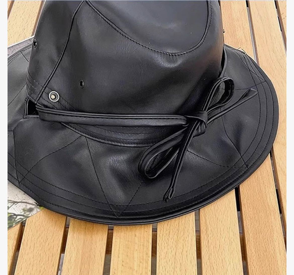 Faux leather bucket hat