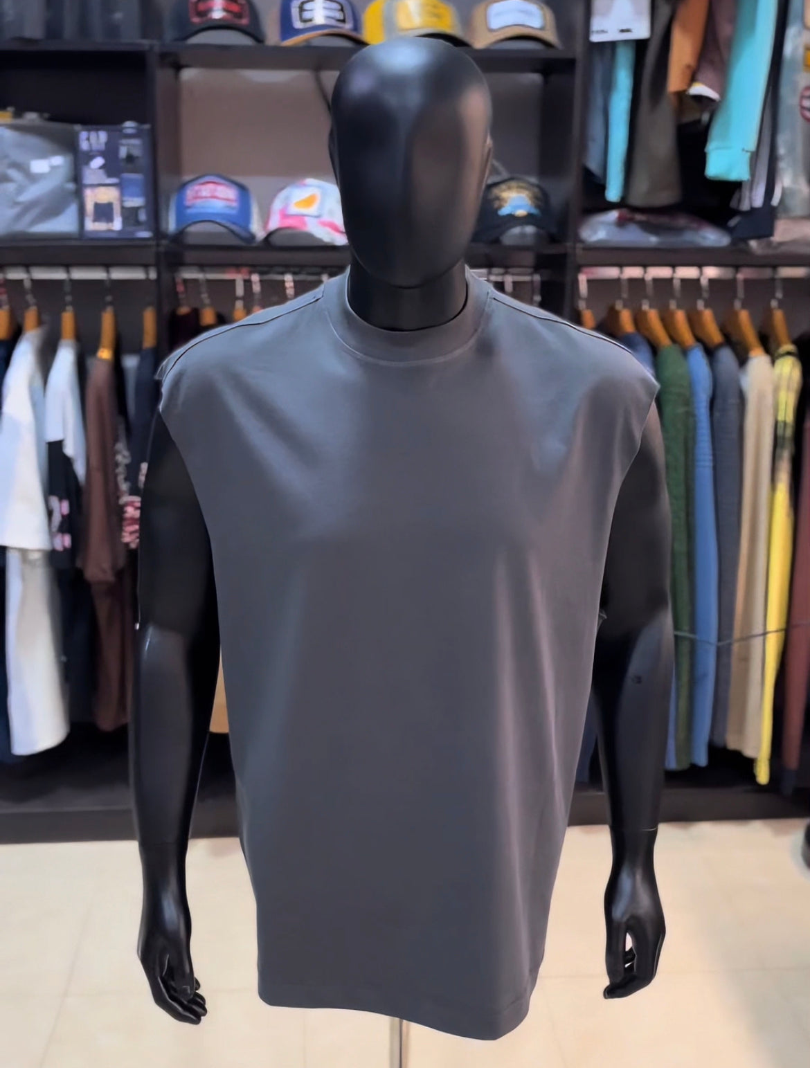 300GSM extended neck sleeveless