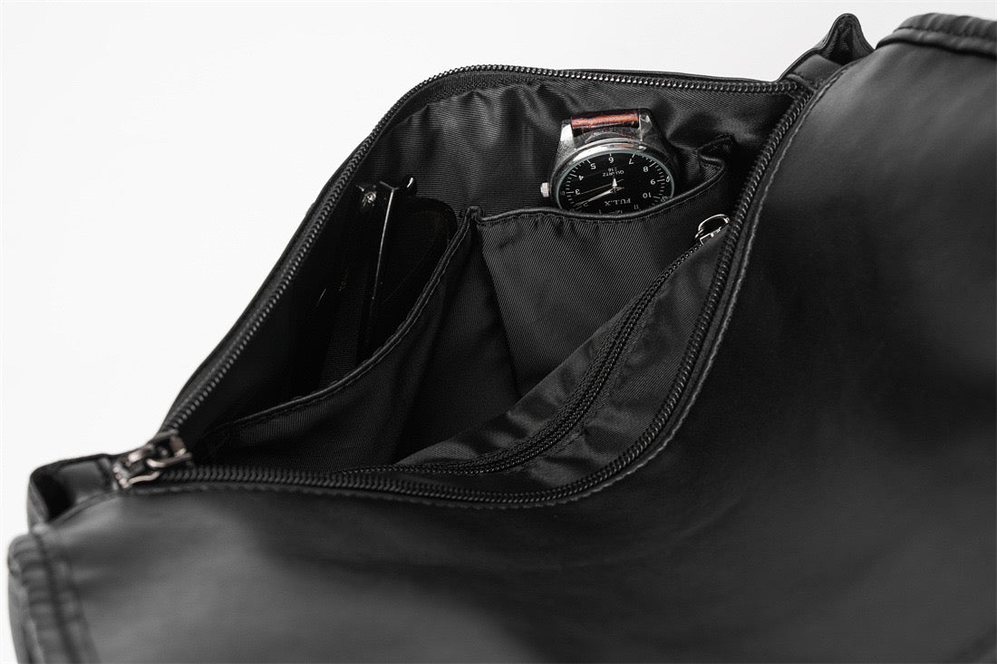 Woven leather side bag