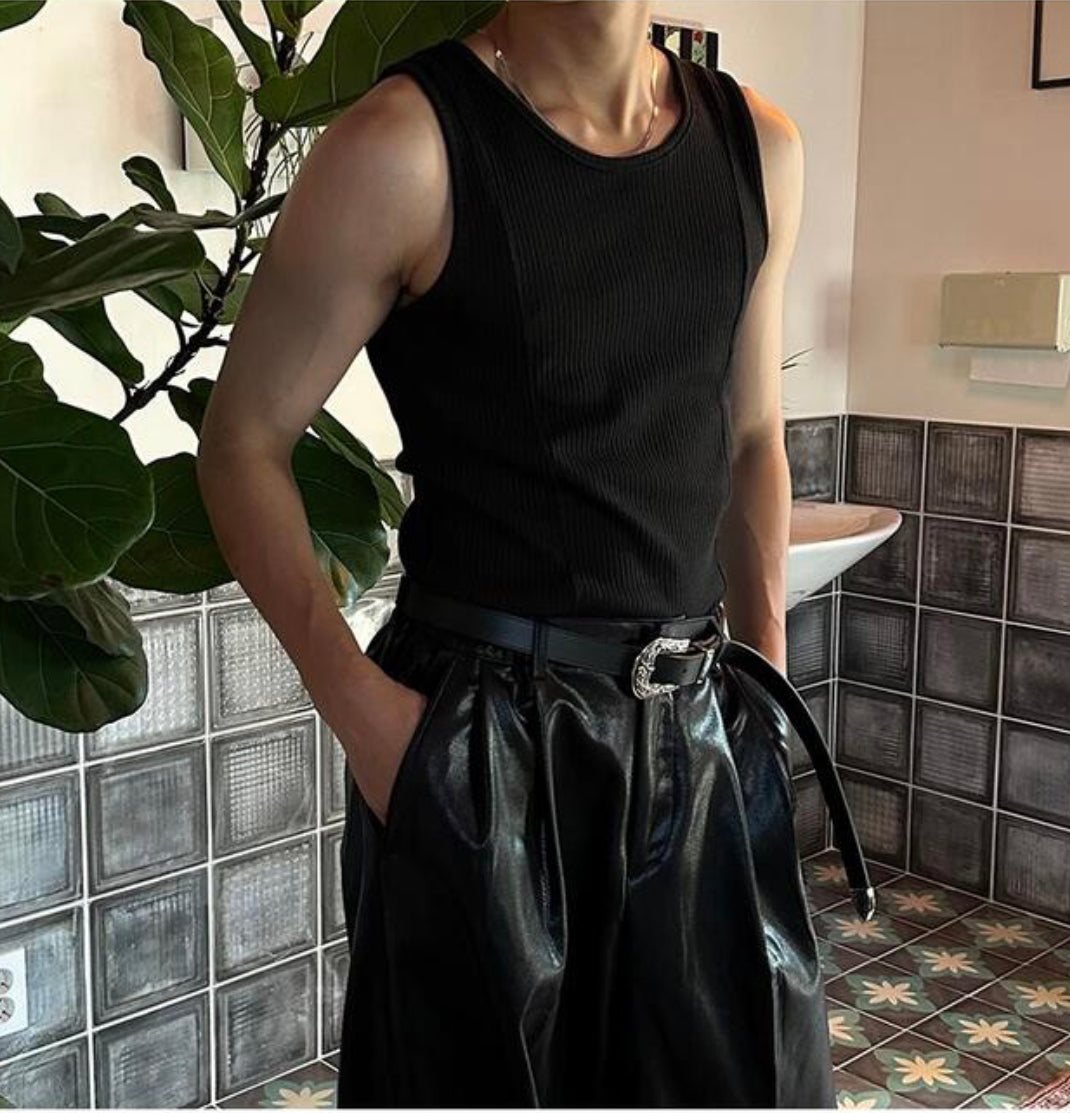 Ribbed musle fit tank top
