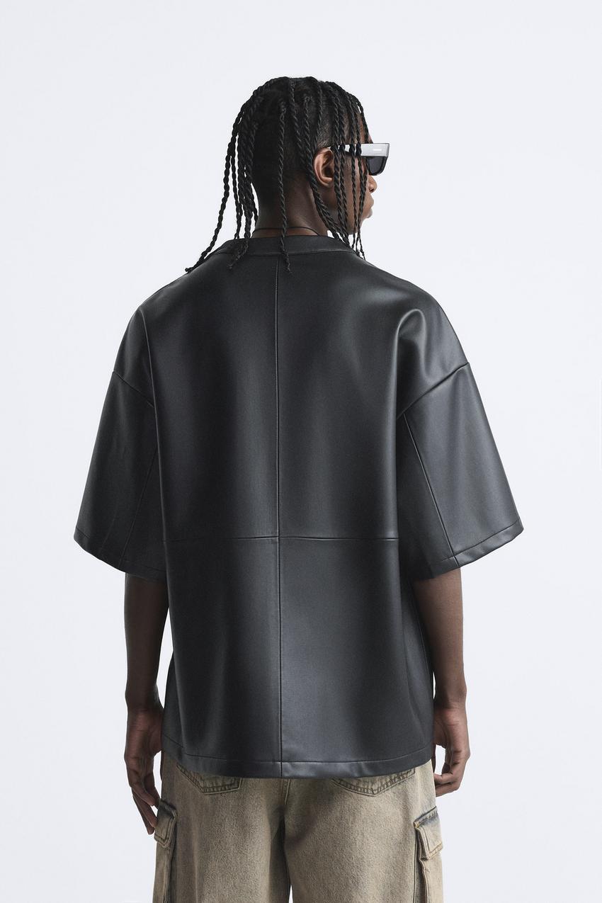 Zara leather t shirt