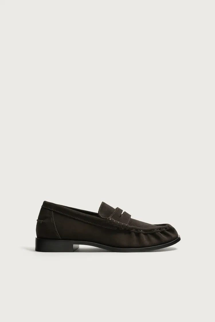 Zara suede penny loafer