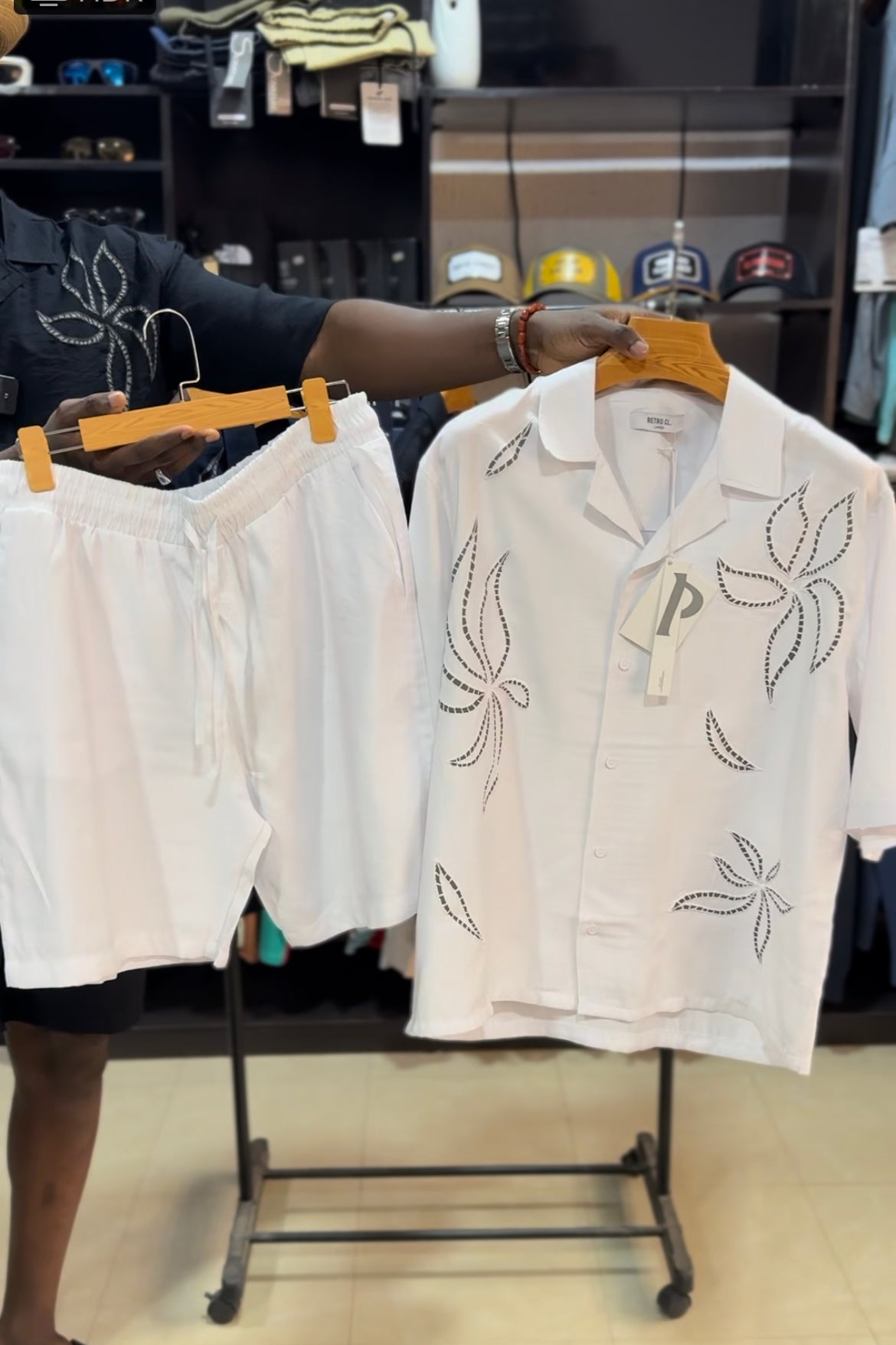 Retro club revere print shirt and short set