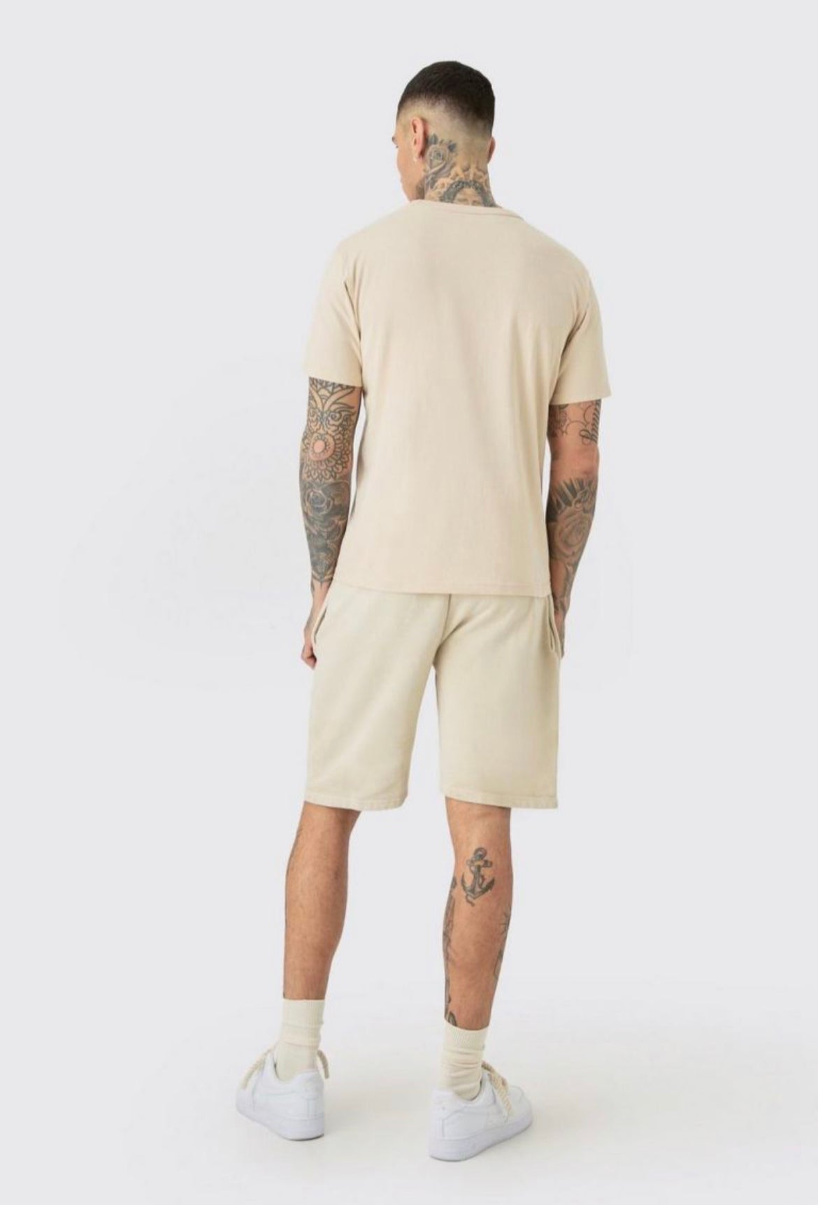 Boohoo Tall oversized worldwide shorts in sand