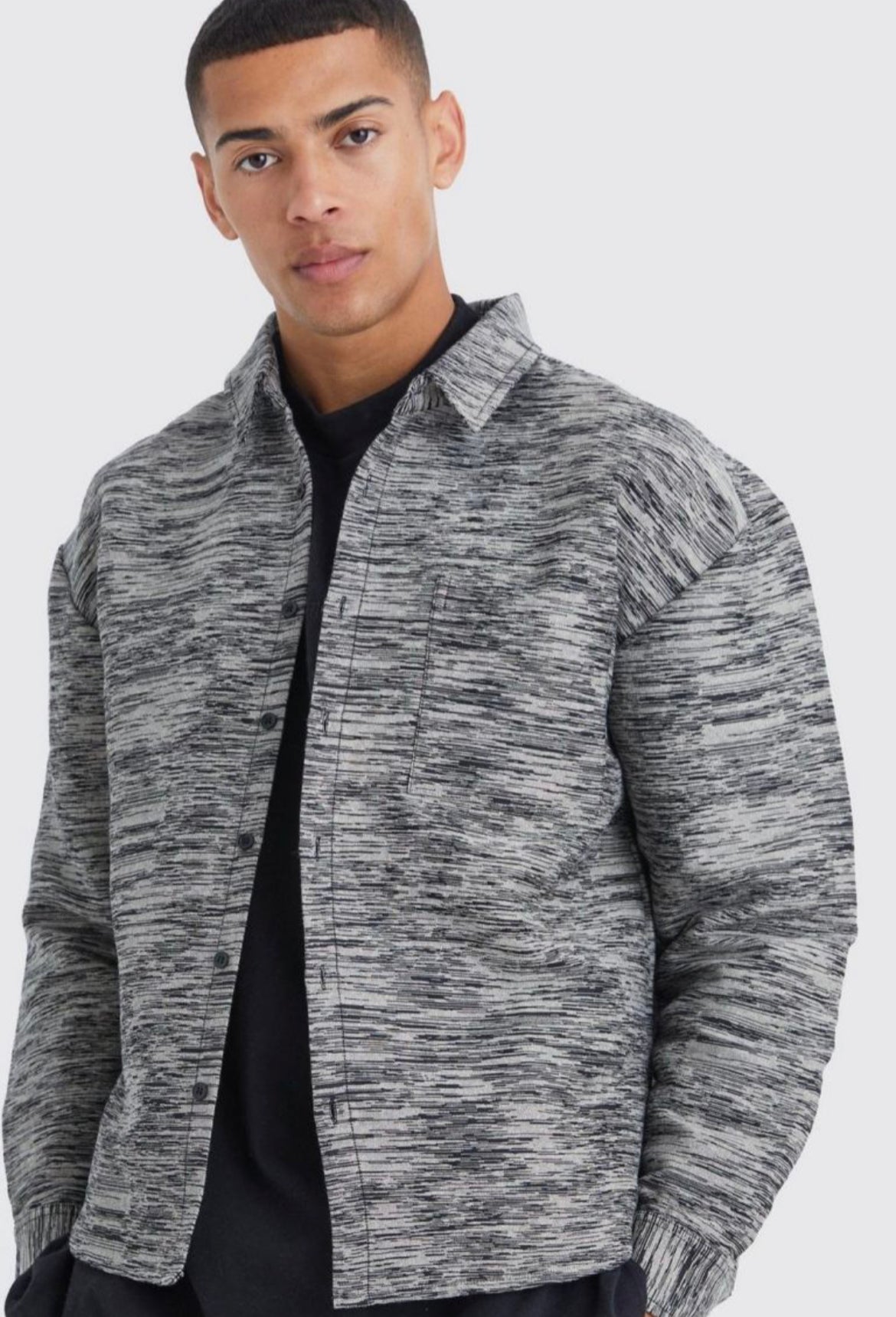 Boohoo marble jacquard boxy overshirt multi