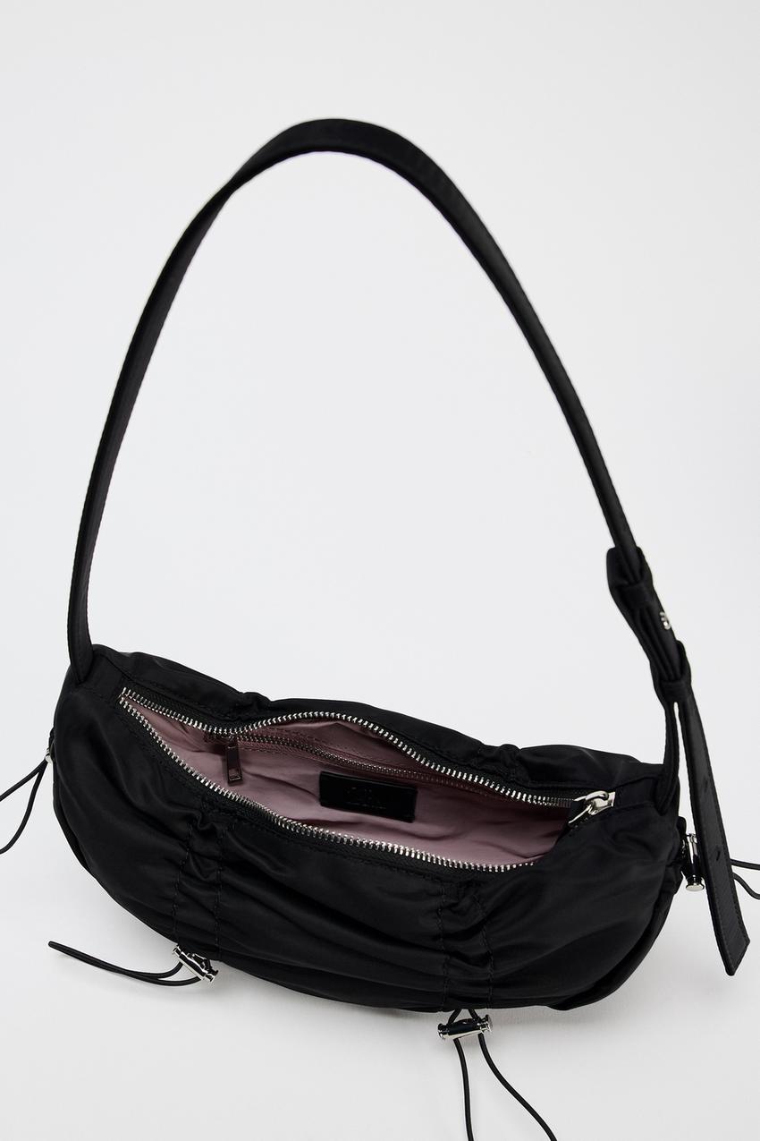 Zara Ladies Gathered shoulder bag in black