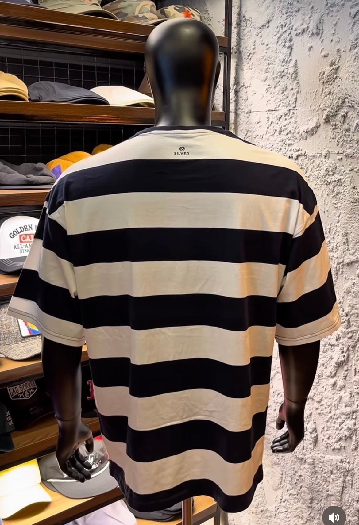 Deep blue oversized stripe tee