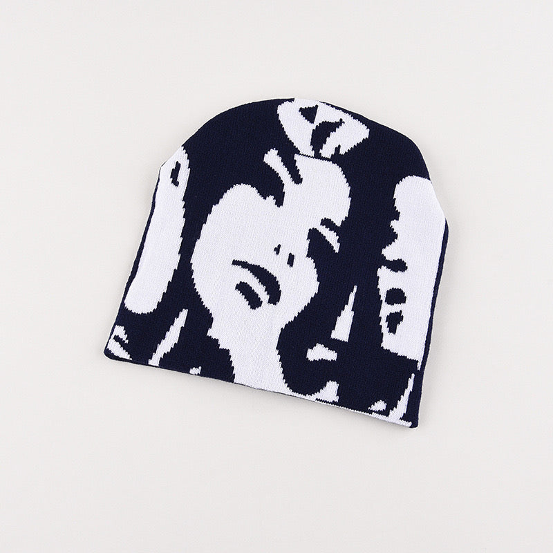 Y2k faces beanie