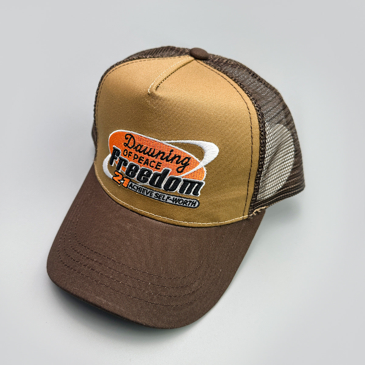 Dawning of peace trucker hat