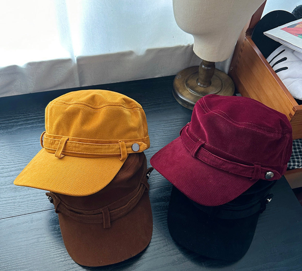 Retro newsboy corduroy hat