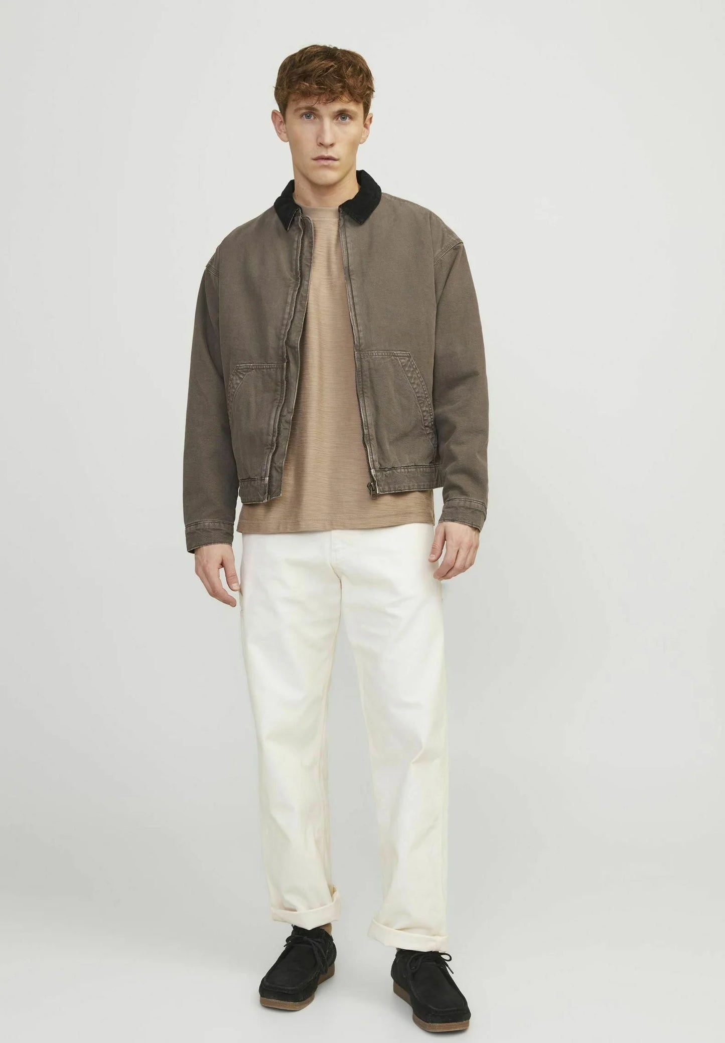 Jack & Jones corduroy collar jacket in chocolate brown