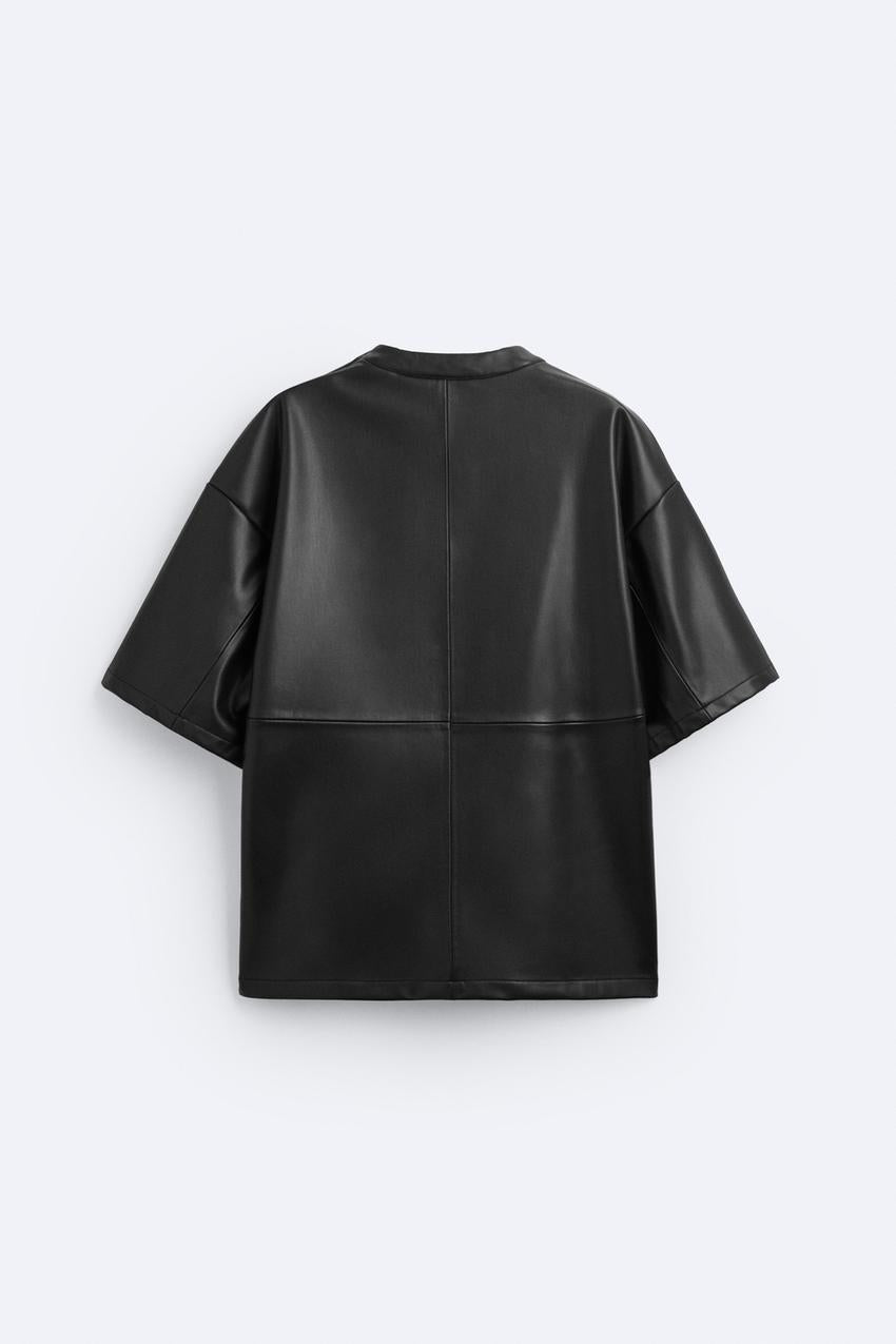 Zara leather t shirt