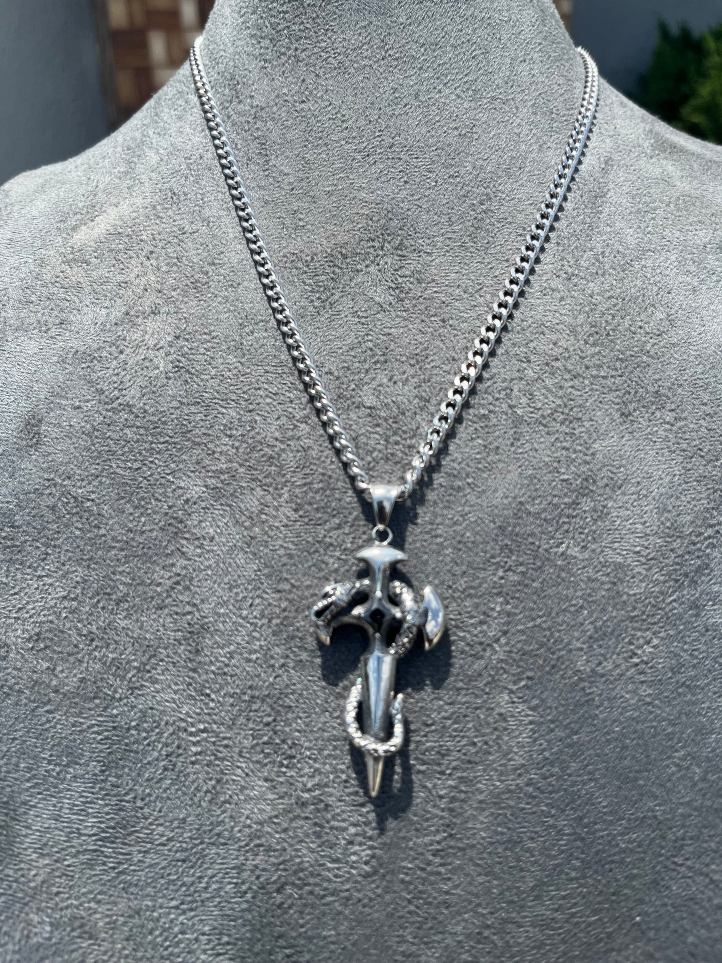 Viper entwined stainless steel necklace