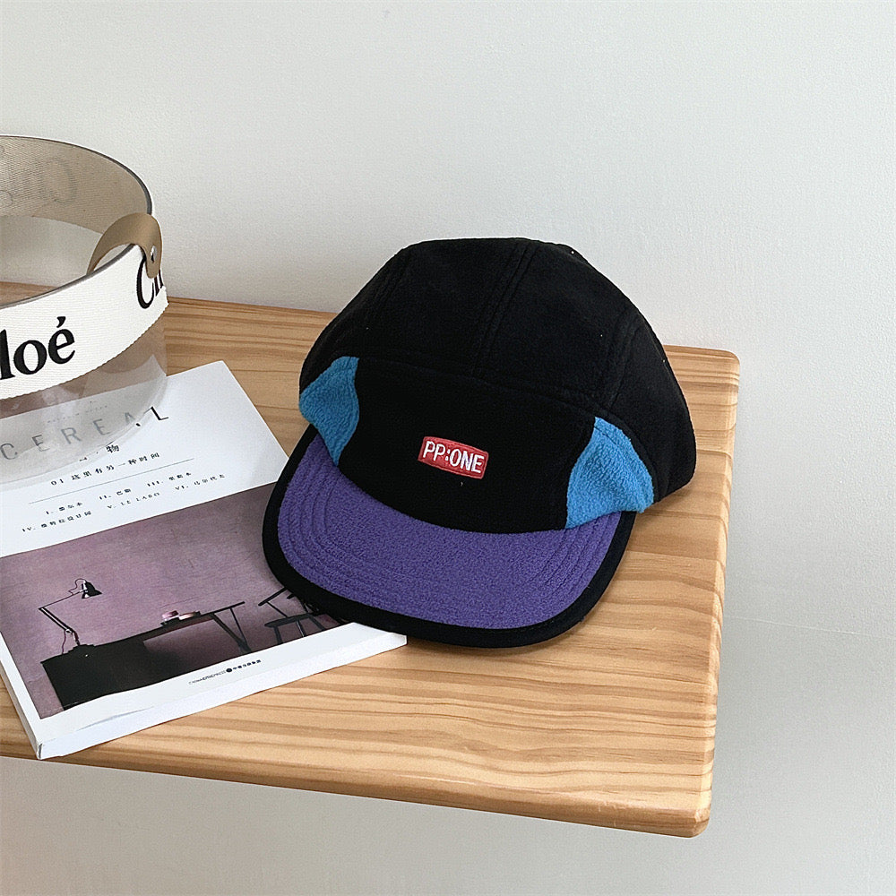 PP fleece color block panel hat