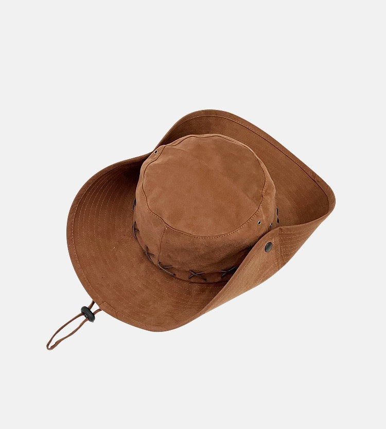 Criss cross textured bucket hat in brown