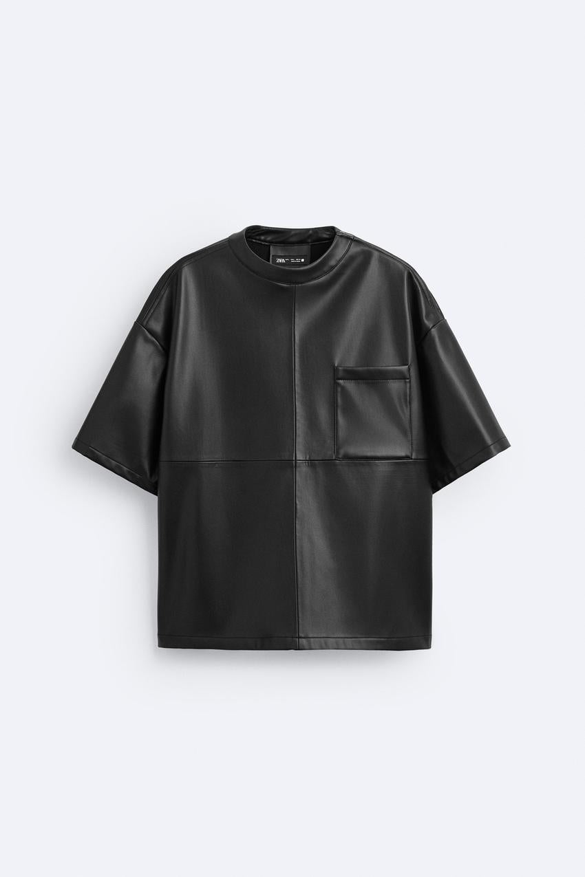 Zara leather t shirt
