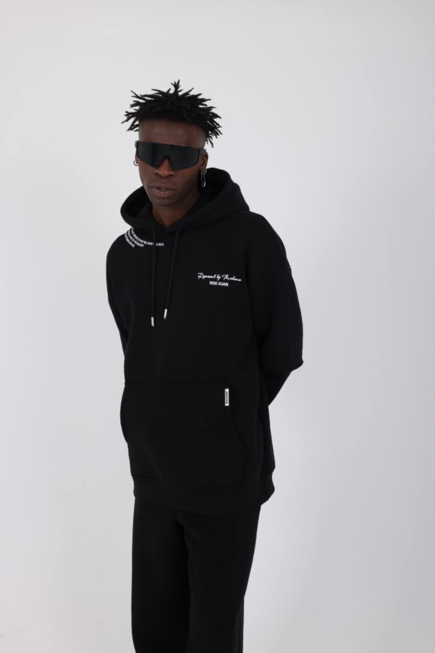 Mechanic embroidered rise again collection double sleeve hoodie