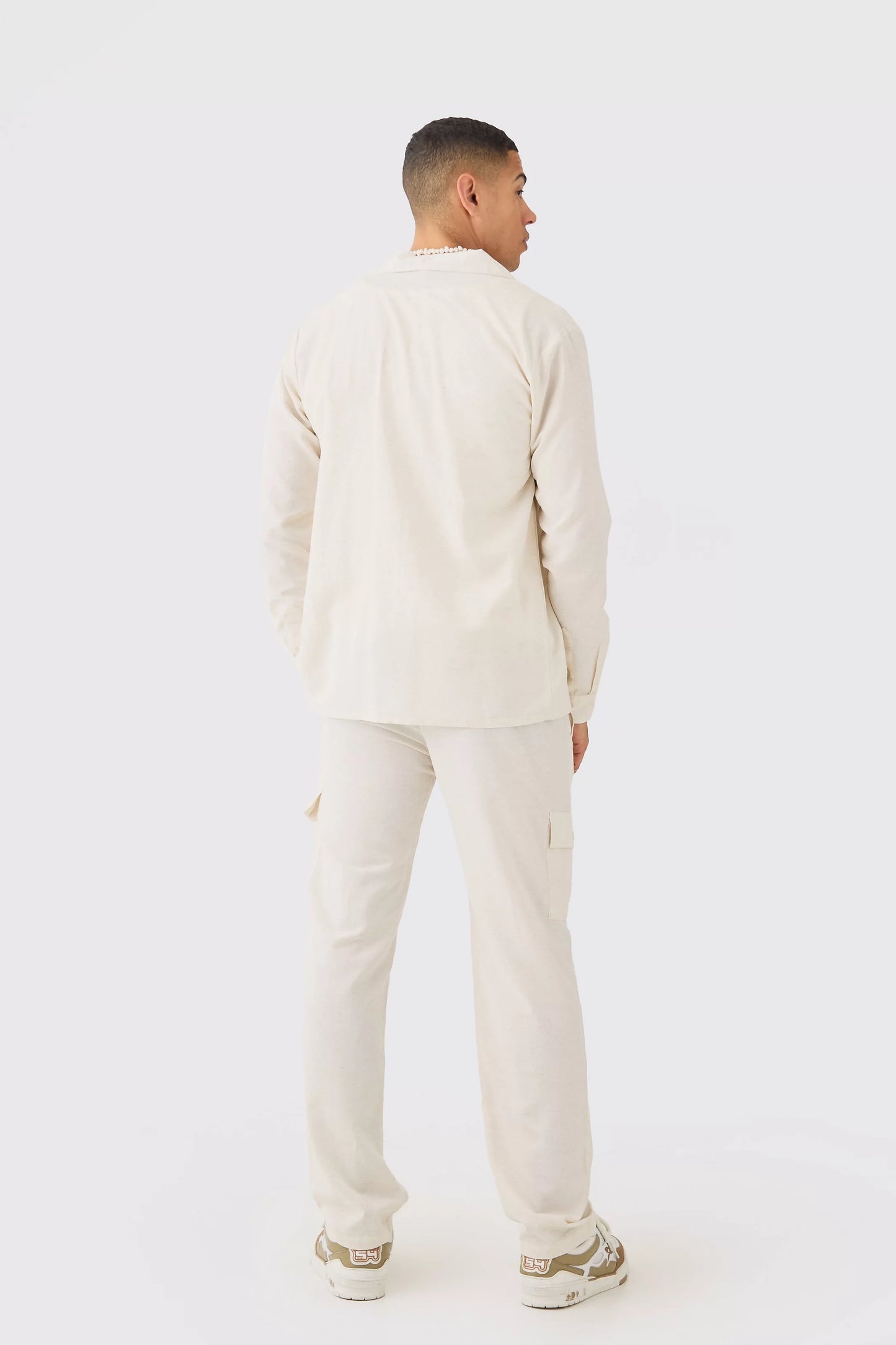 Boohoo linen cargo set shirt&pants