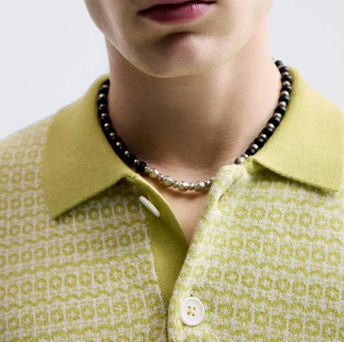 Zara textured knit polo shirt