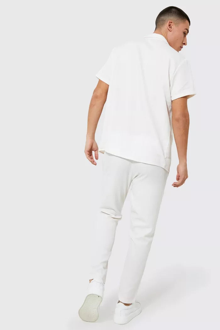 Boohoo short sleeve revere linen shirt white