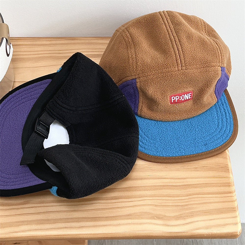 PP fleece color block panel hat